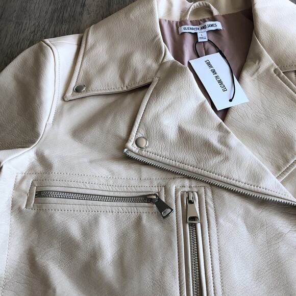 Elizabeth and James Cream Moto Jacket - L - Picture 10 of 10